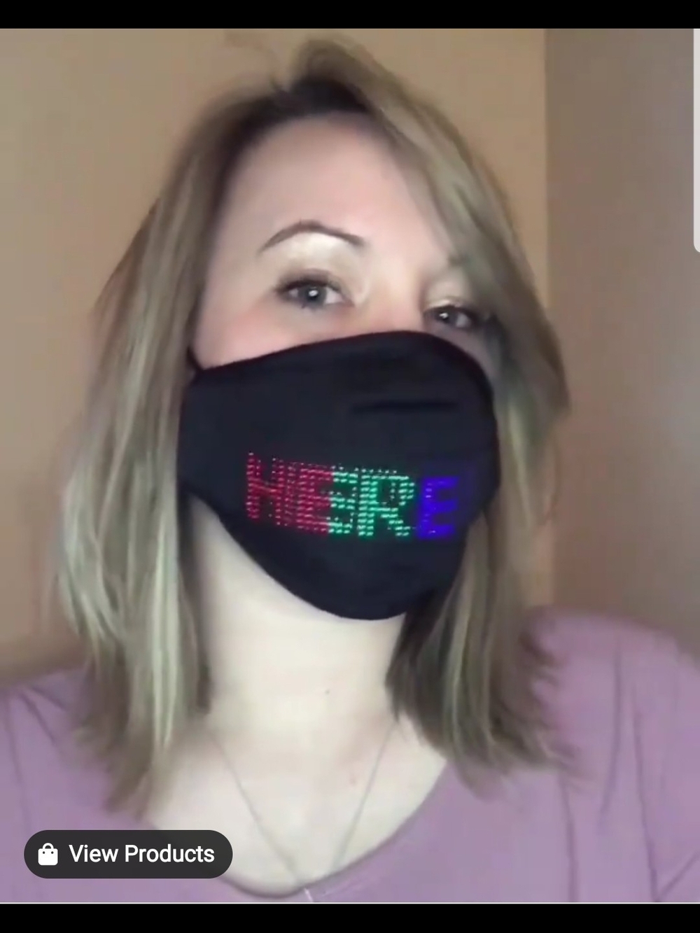 Black LED Rhinestone 'HERE' Face Mask